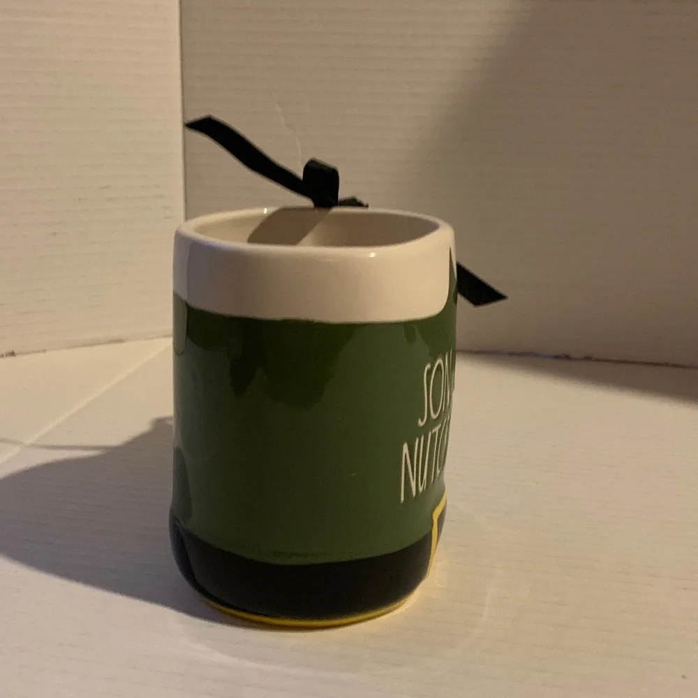 Rae Dunn Green Elf Mug with Black Ribbon Christmas NEW - Picture 3 of 4